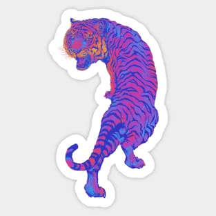 Cyberpunk Neon Pink and Blue Tiger Sticker